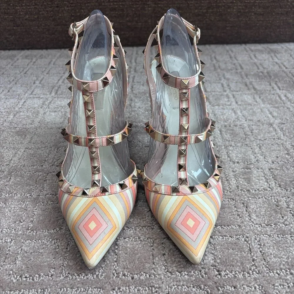 Valentino Garavani Rockstud Pumps Women's IT 40 Pointed Toe Stiletto Heel Chic